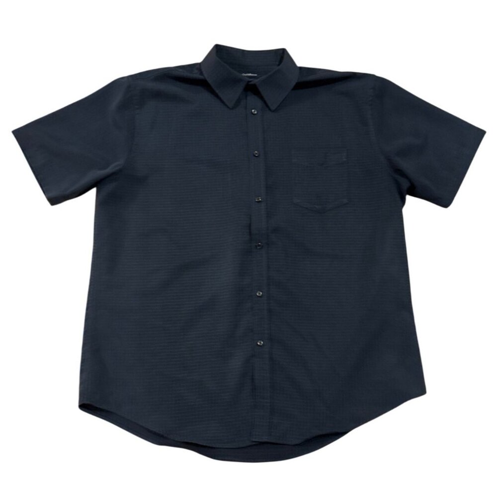 Croft & Barrow Shirt Mens Short Sleeve XL Navy Blue Button Down Chest Pocket